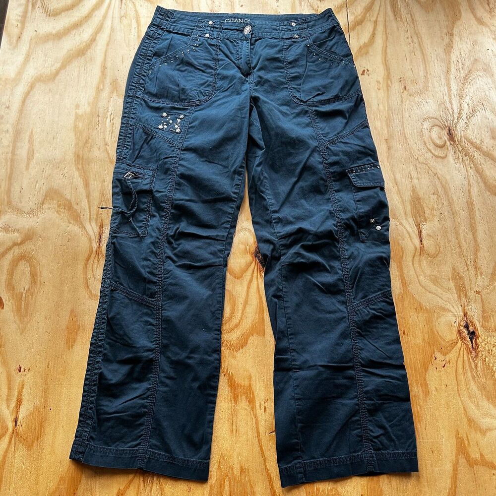 Gitano Bedazzled Black Cargo Pants - Size 14